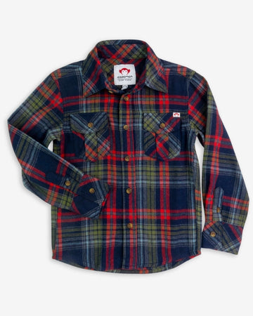 Navy/Cranberry Plaid Flannel Shirt
