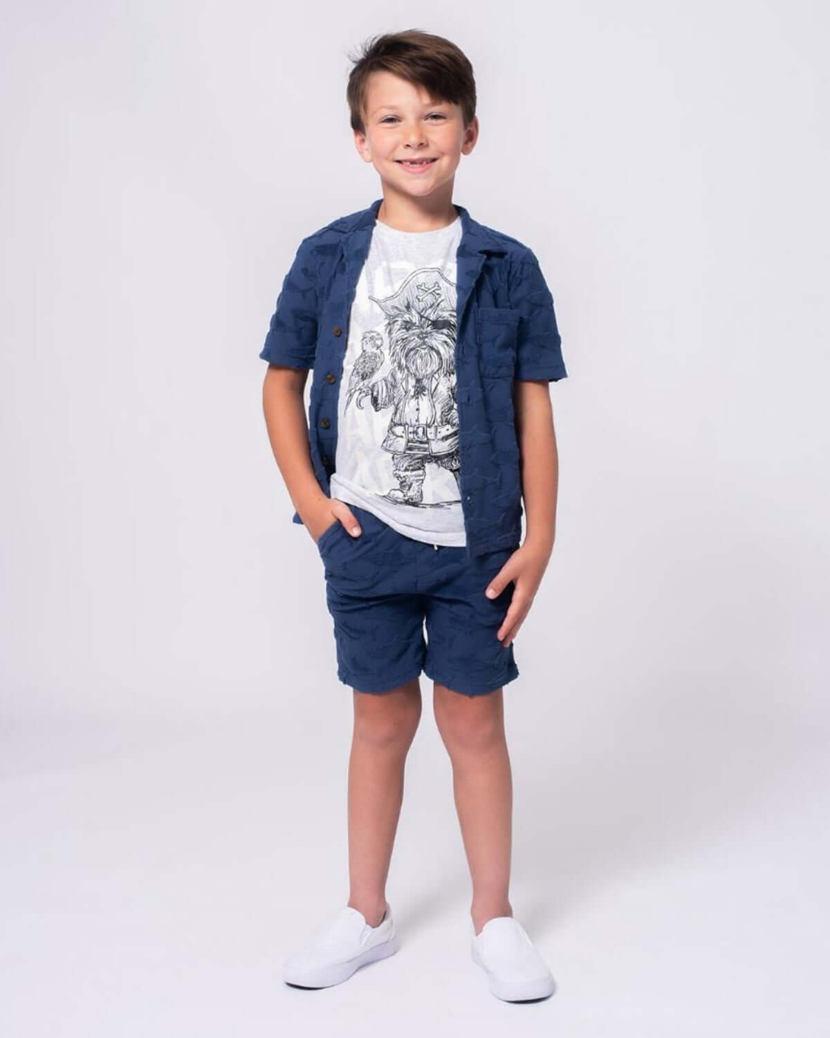 Navy Shark Resort Terry Shirt