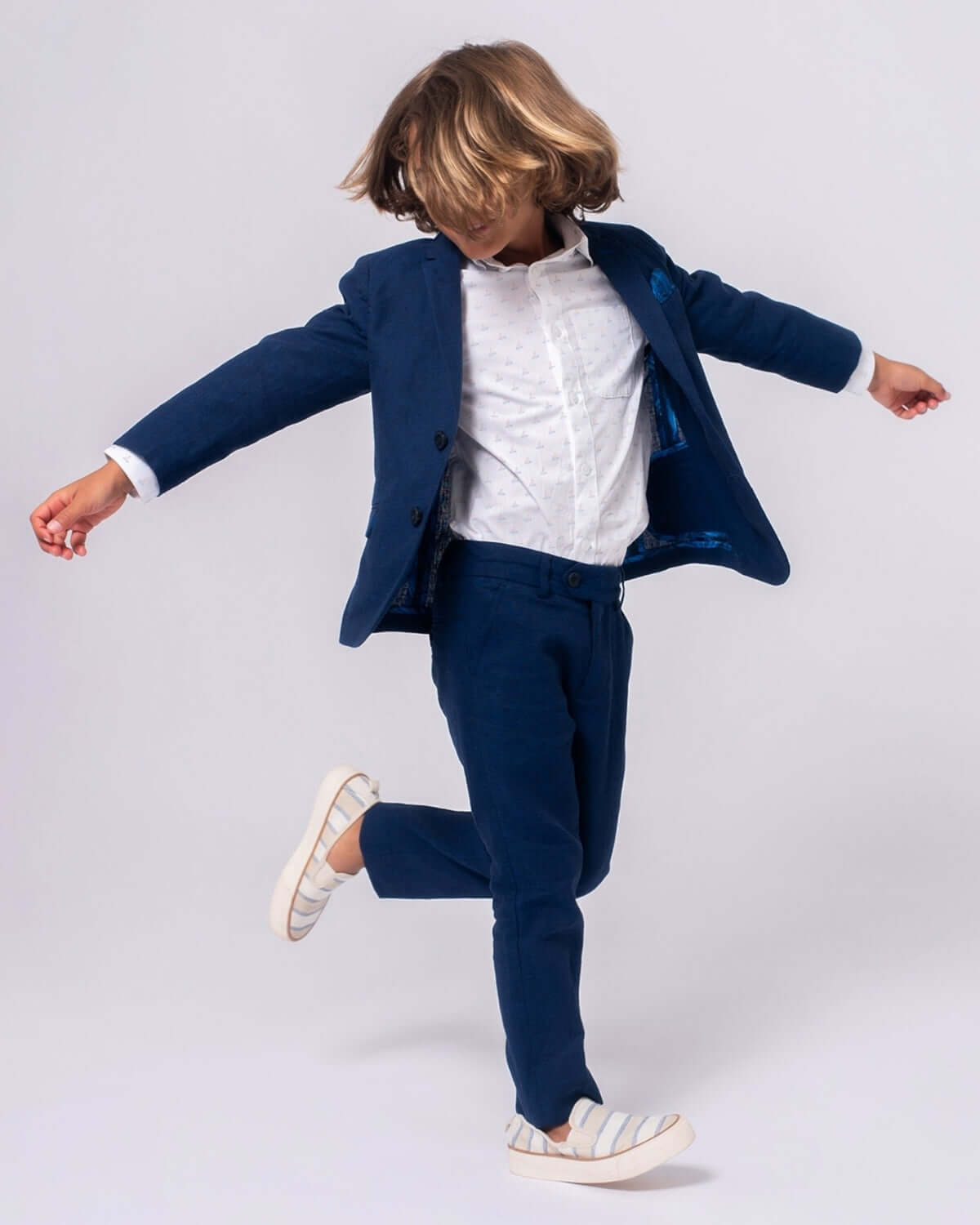 Estate Blue Linen Stretchy Suit Pants