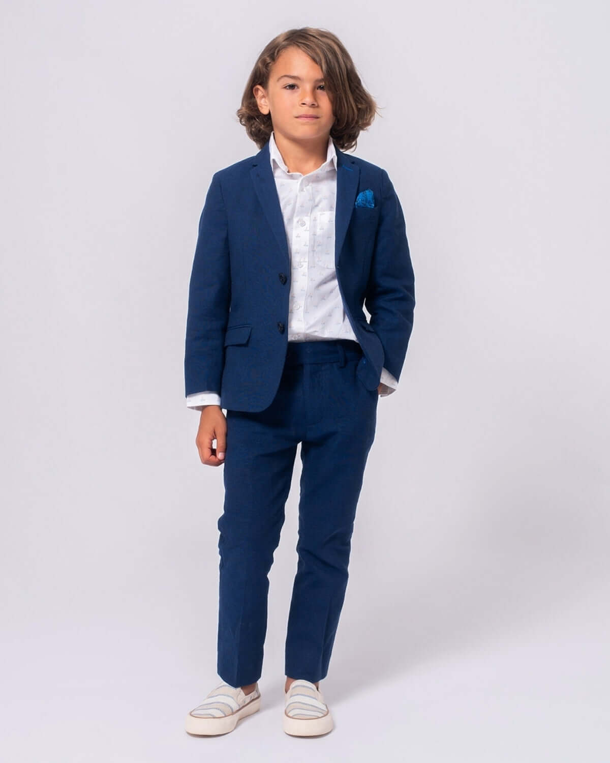 Estate Blue Linen Stretchy Suit Pants