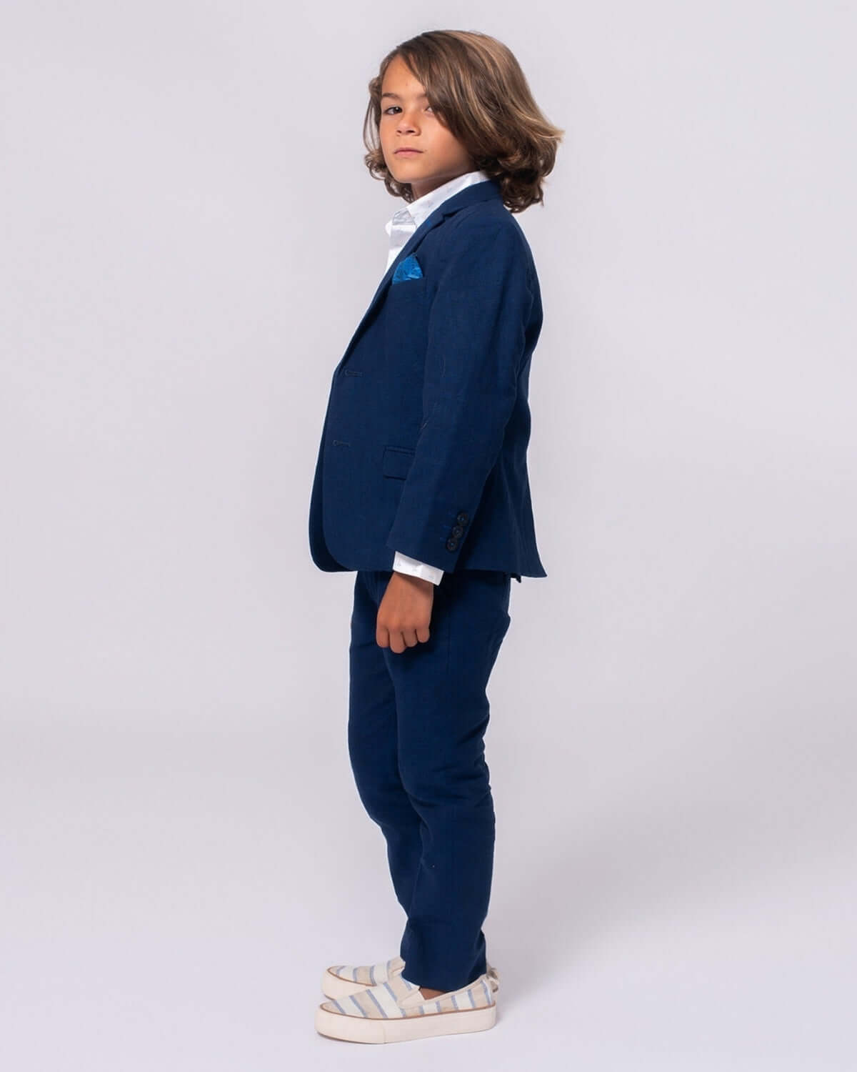 Estate Blue Linen Stretchy Suit Pants