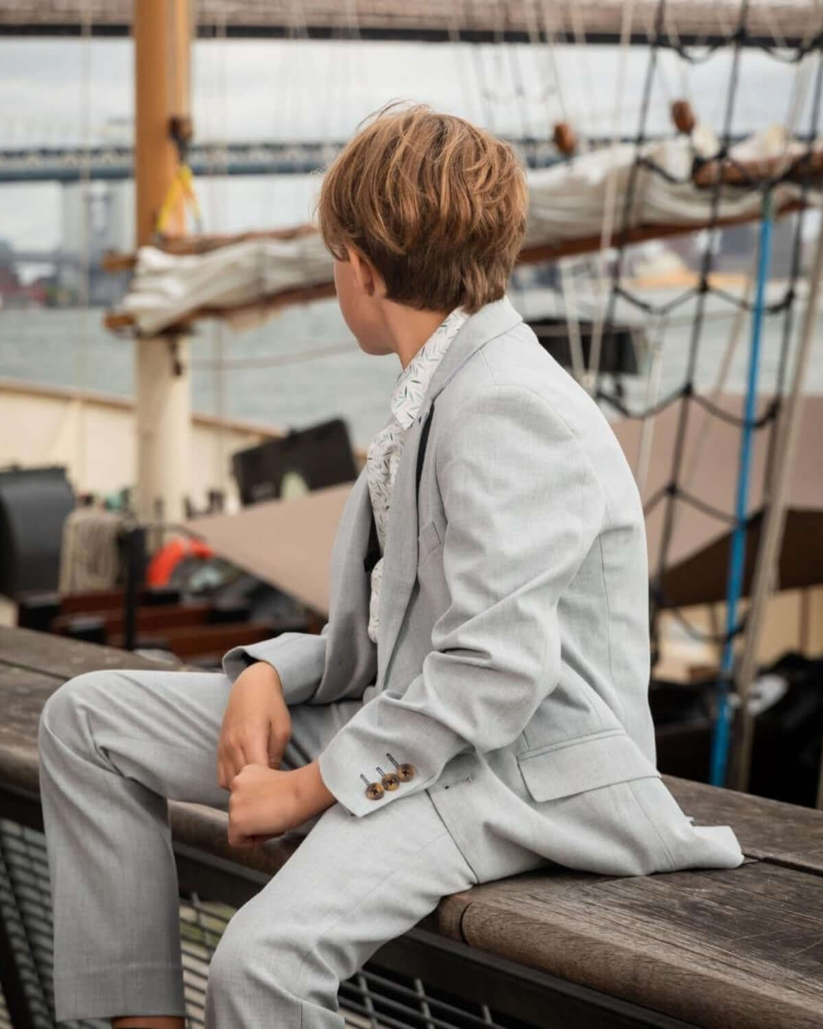 High Rise Grey Stretchy Suit Pants