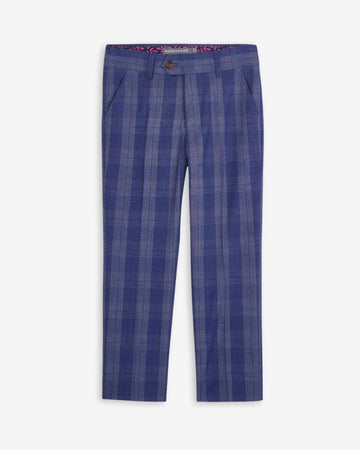 Indigo Glen Plaid Stretchy Suit Pants