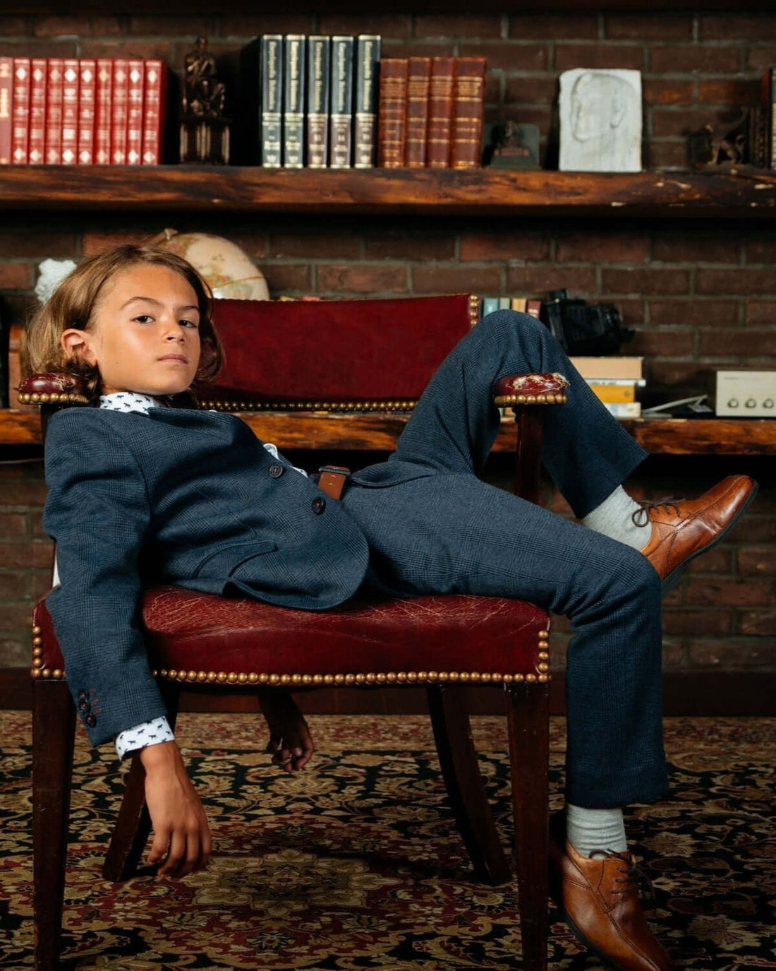 Indigo Wales Check Stretchy Suit Pants