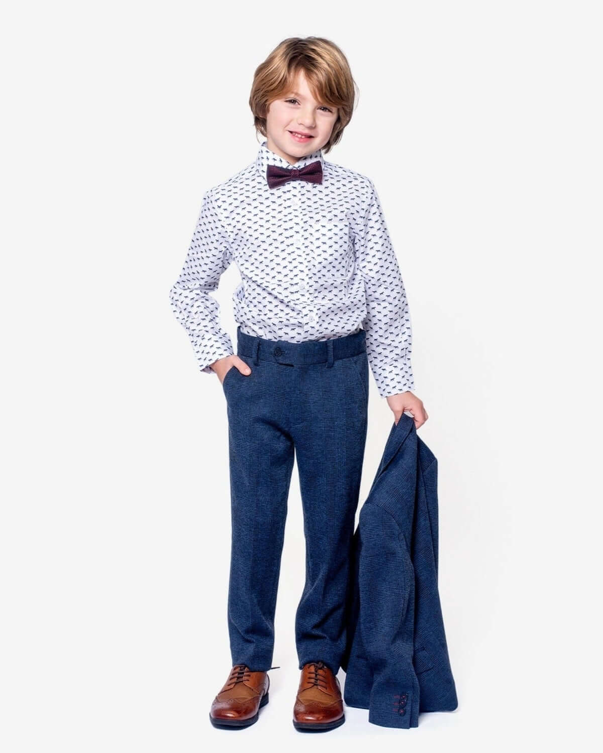 Indigo Wales Check Stretchy Suit Pants