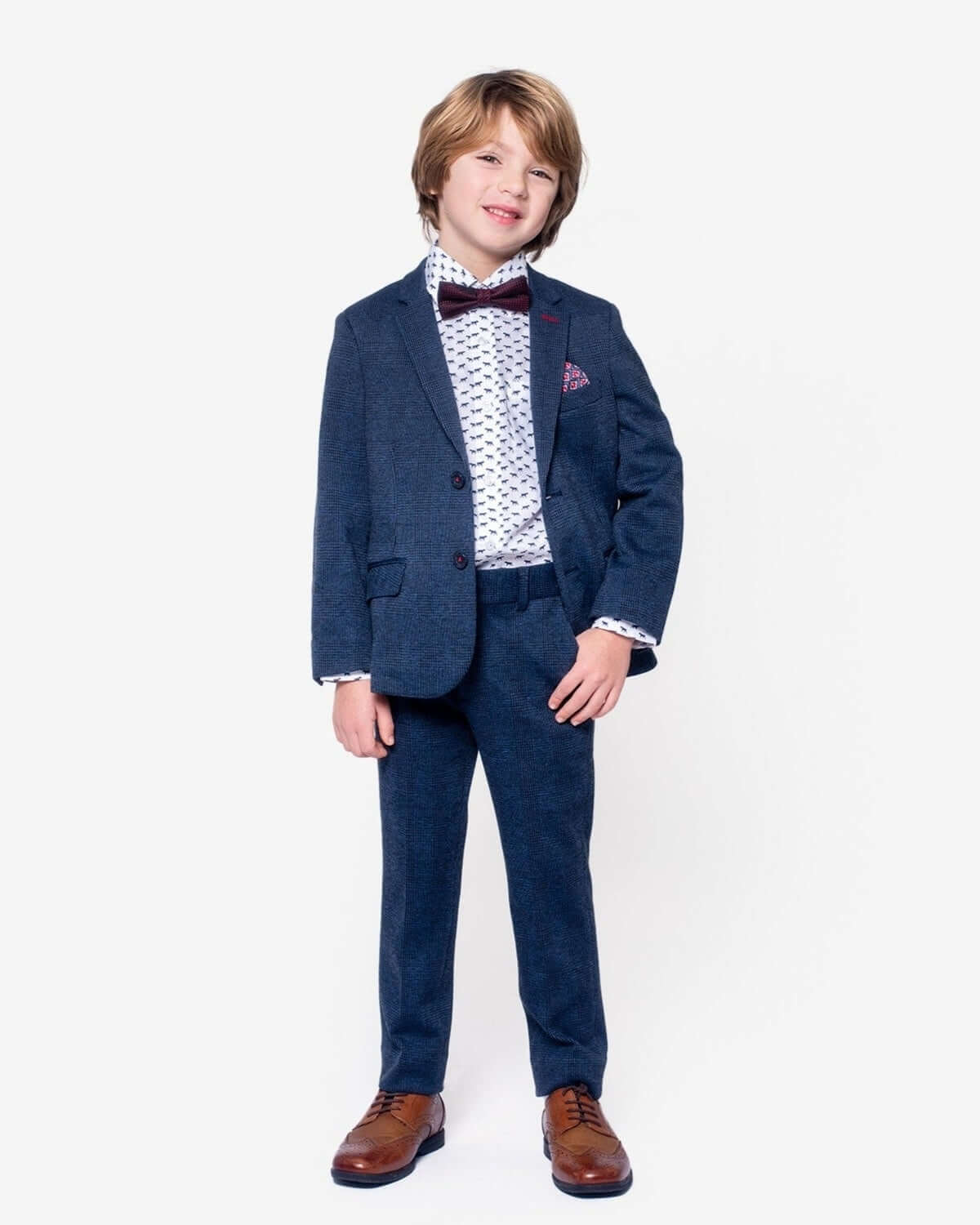 Indigo Wales Check Stretchy Suit Pants