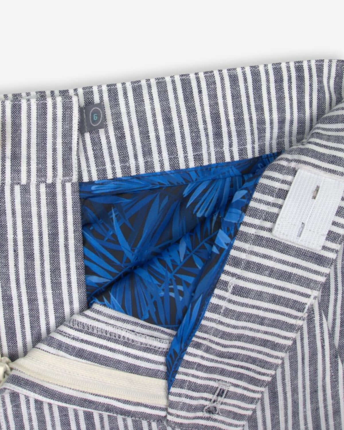 Navy Stripe Linen Trouser Shorts