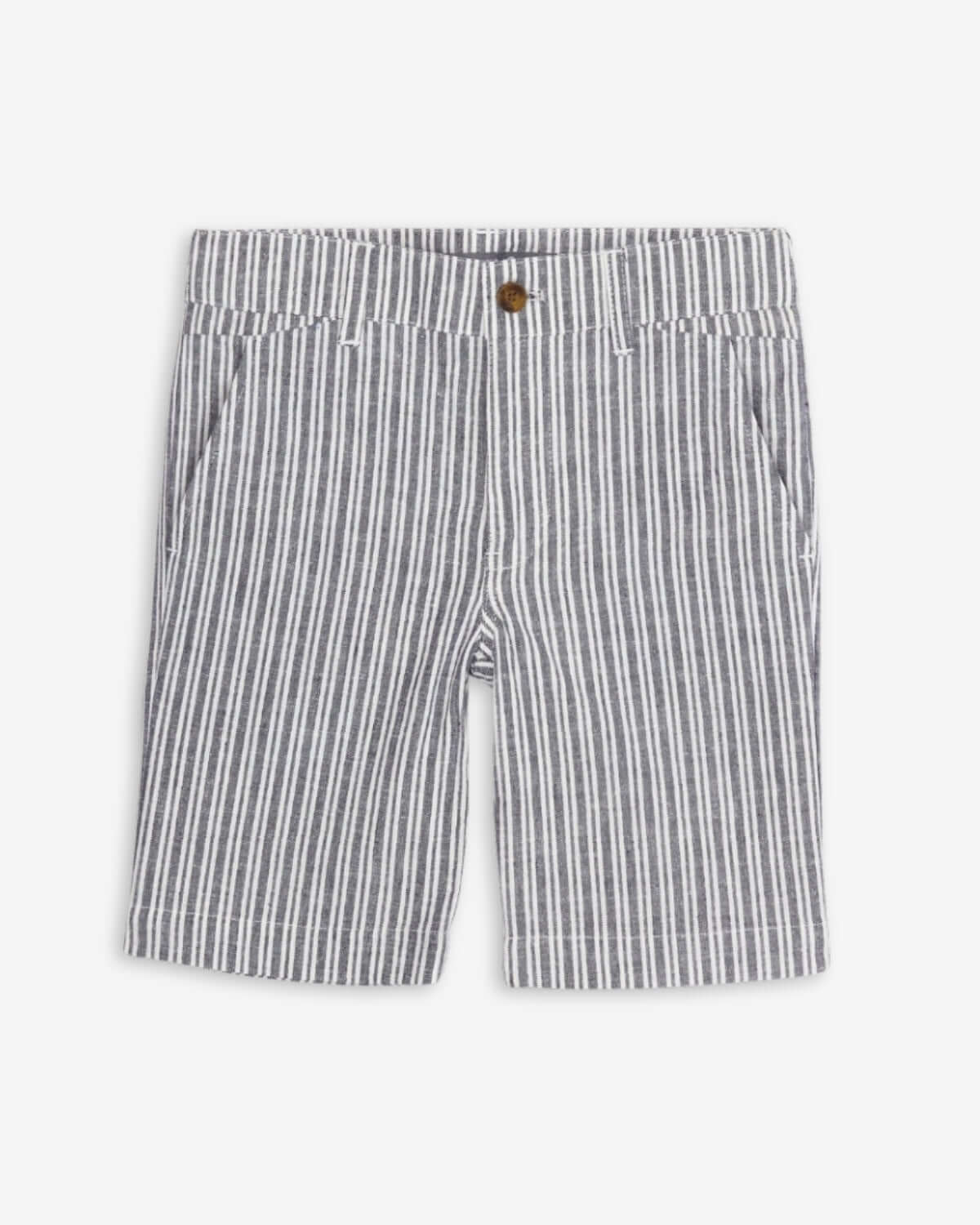 Navy Stripe Linen Trouser Shorts
