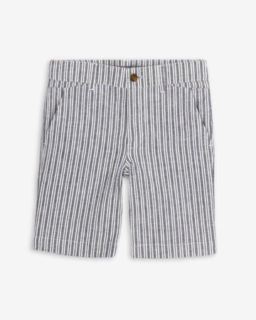 Navy Stripe Linen Trouser Shorts