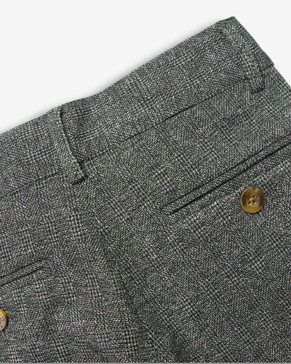 Noir Micro Plaid Stretchy Suit Pants