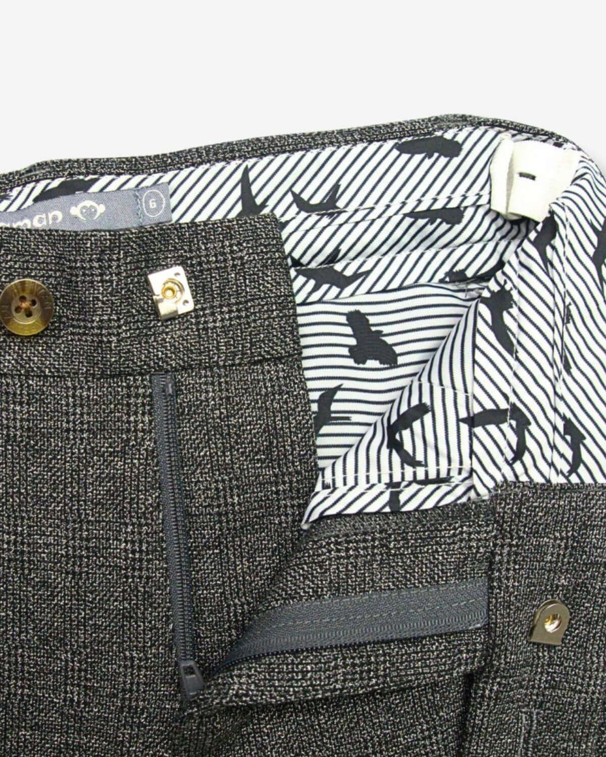 Noir Micro Plaid Stretchy Suit Pants