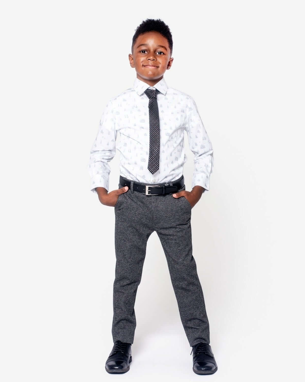 Noir Micro Plaid Stretchy Suit Pants