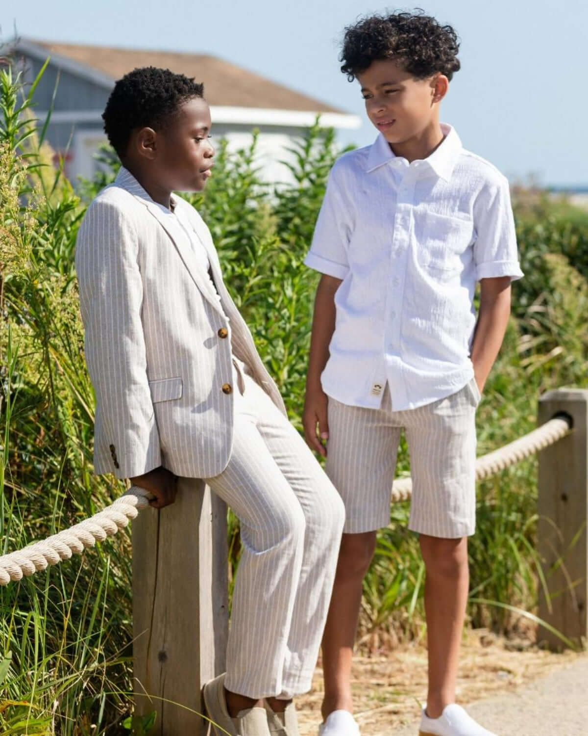 Sand Stripe Linen Trouser Shorts
