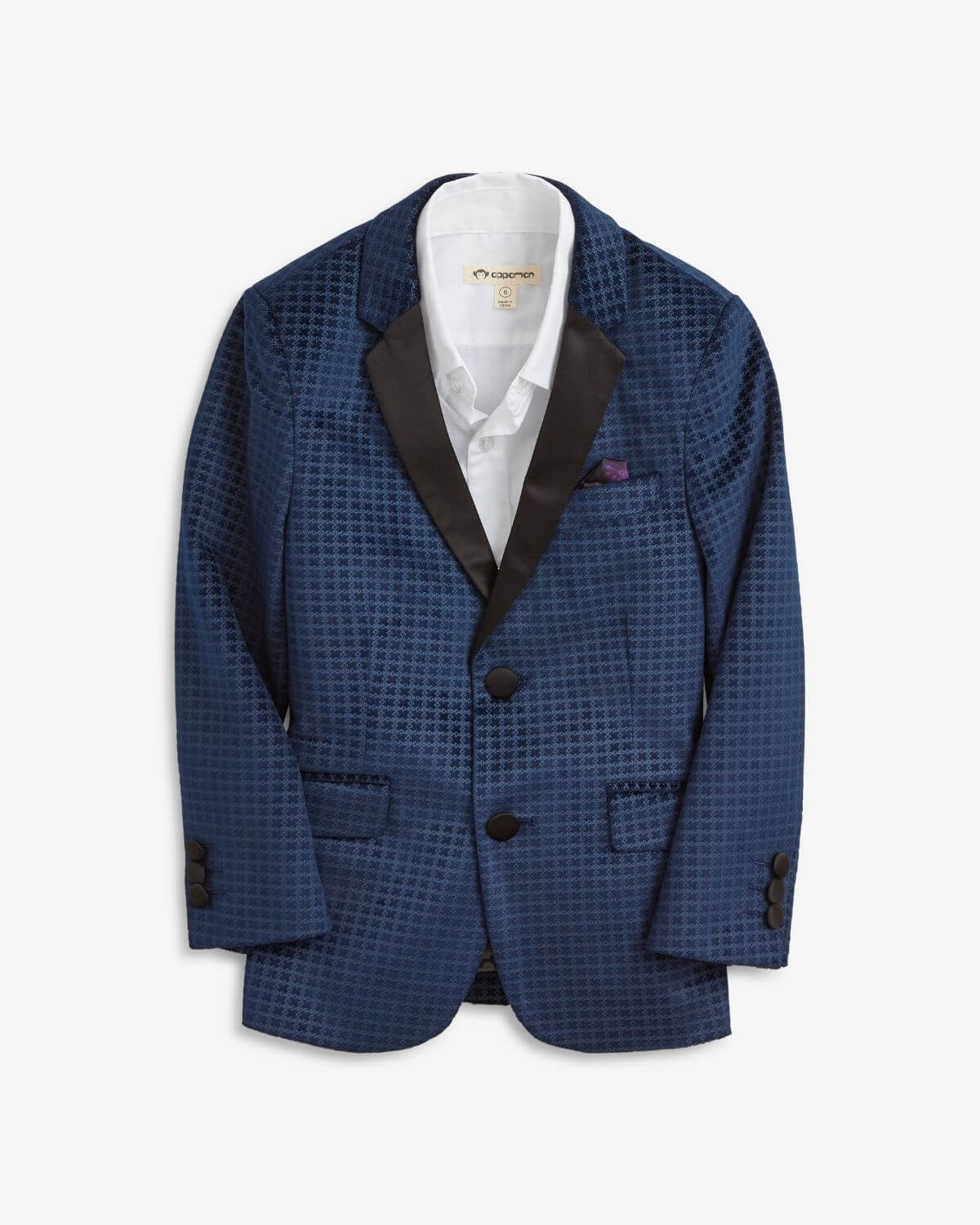 Navy Geo Velvet Tuxedo Jacket