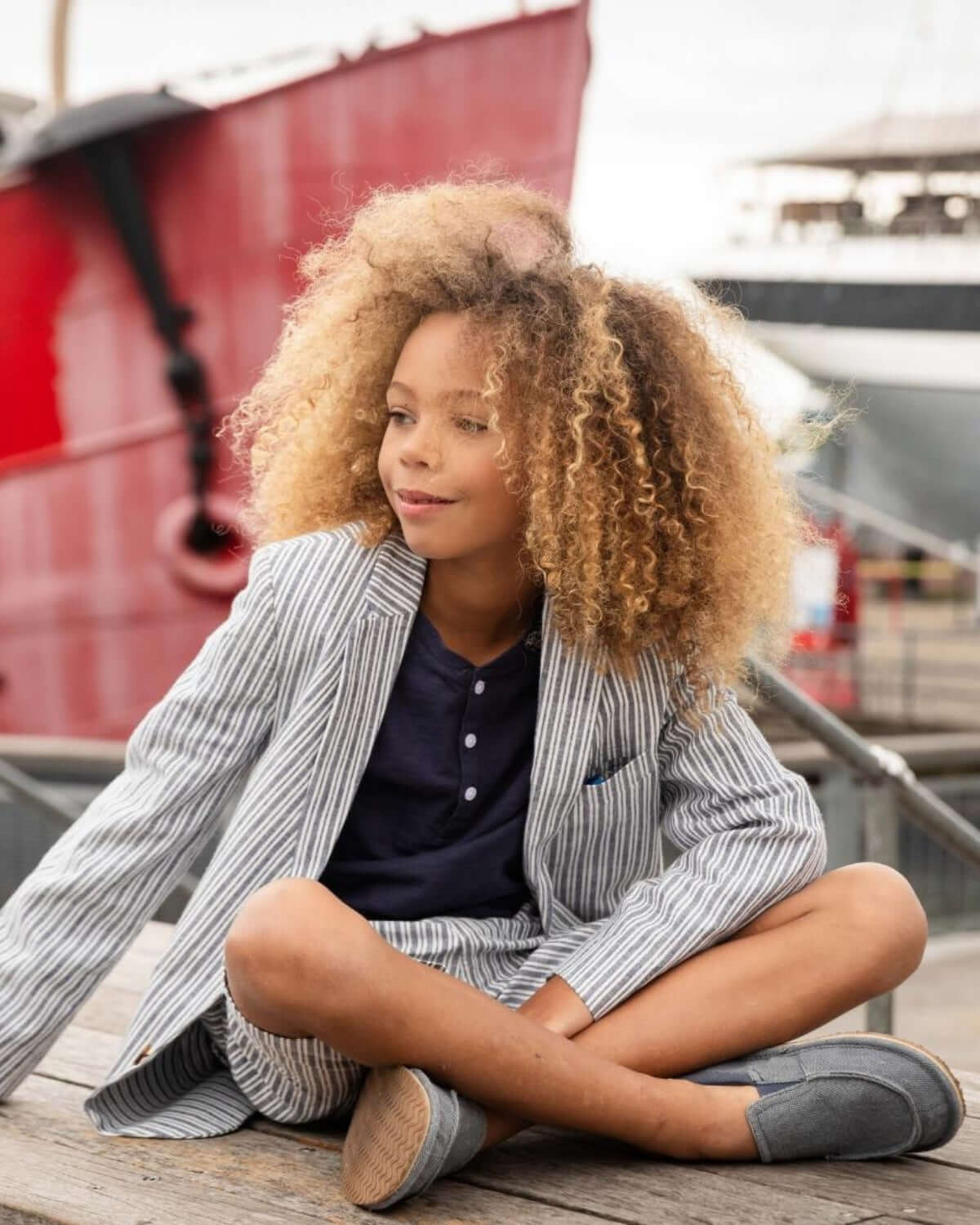 Navy Stripe Linen Sports Jacket