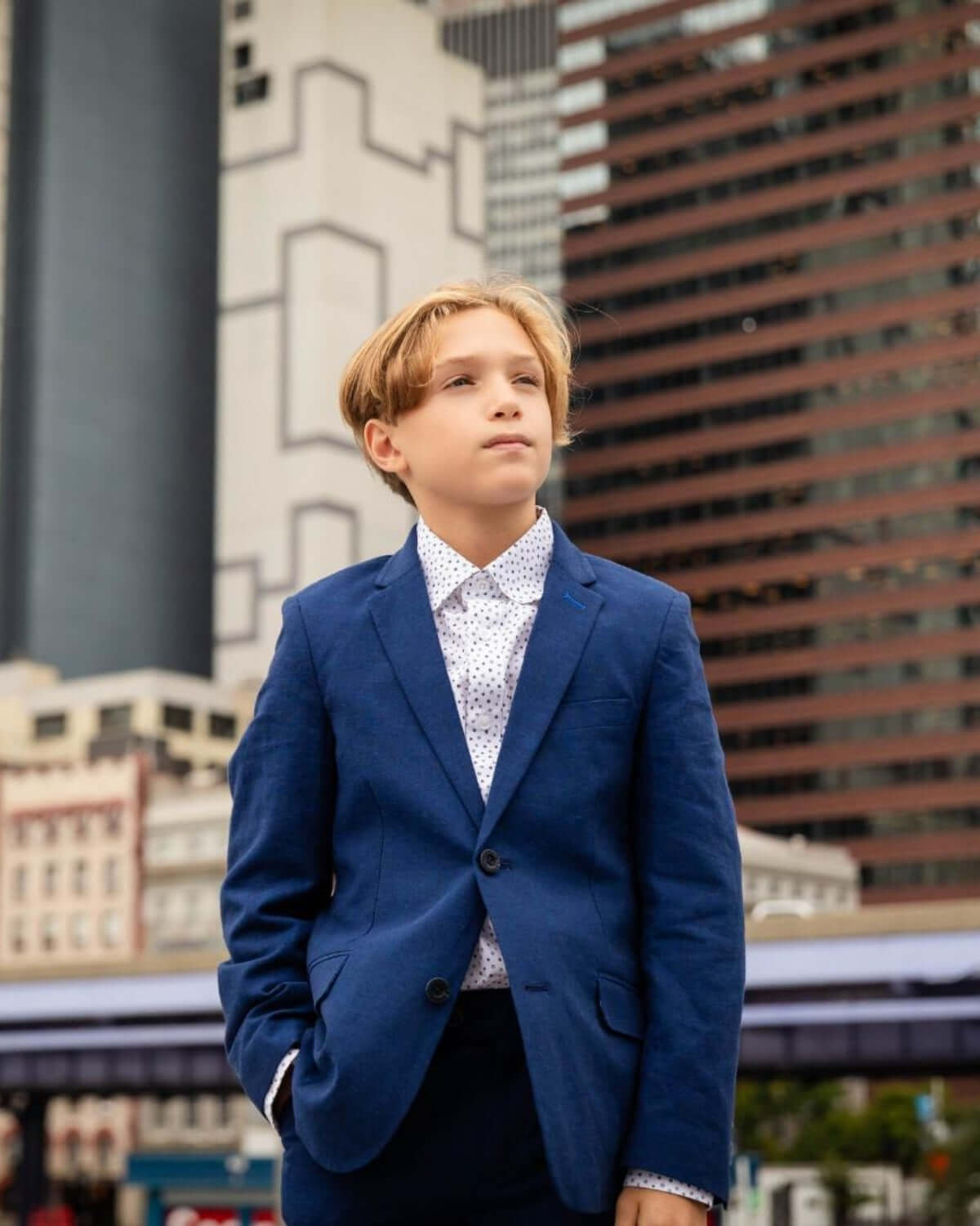 Estate Blue Linen Stretchy Mod Suit