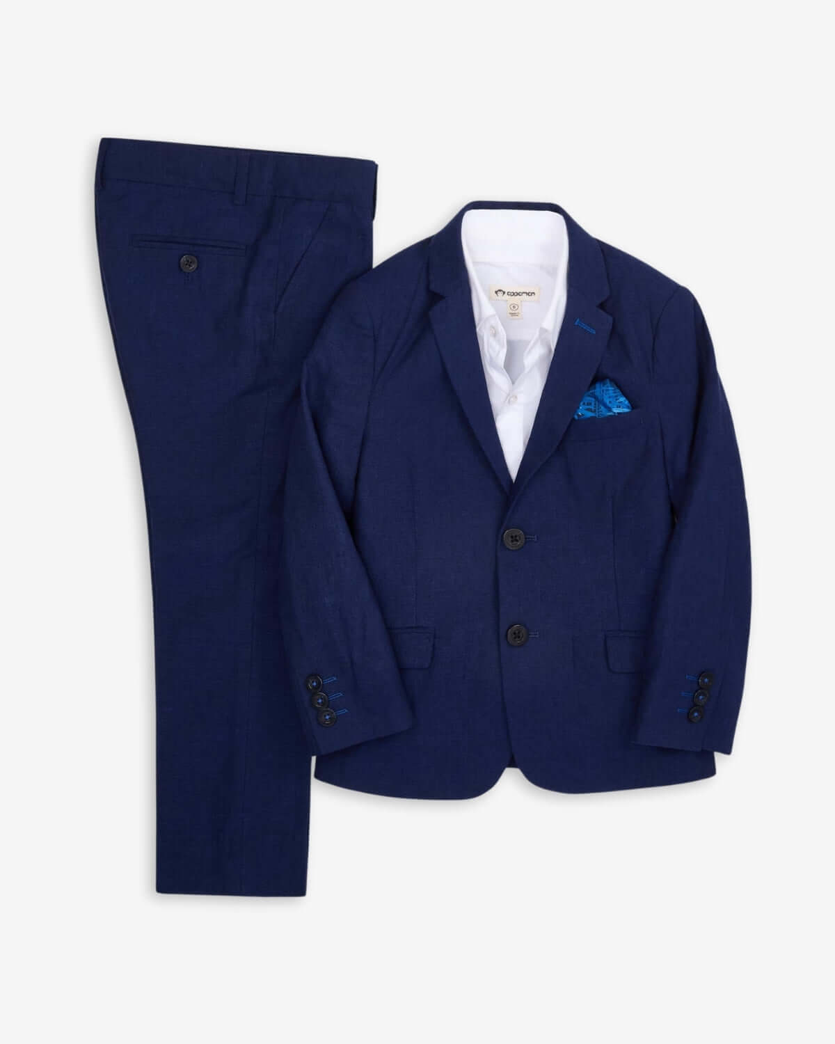Estate Blue Linen Stretchy Mod Suit