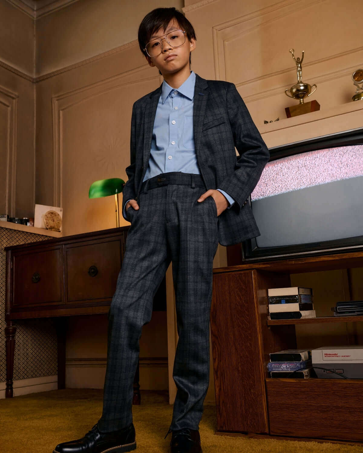 Gentleman's Plaid Stretchy Suit Pants