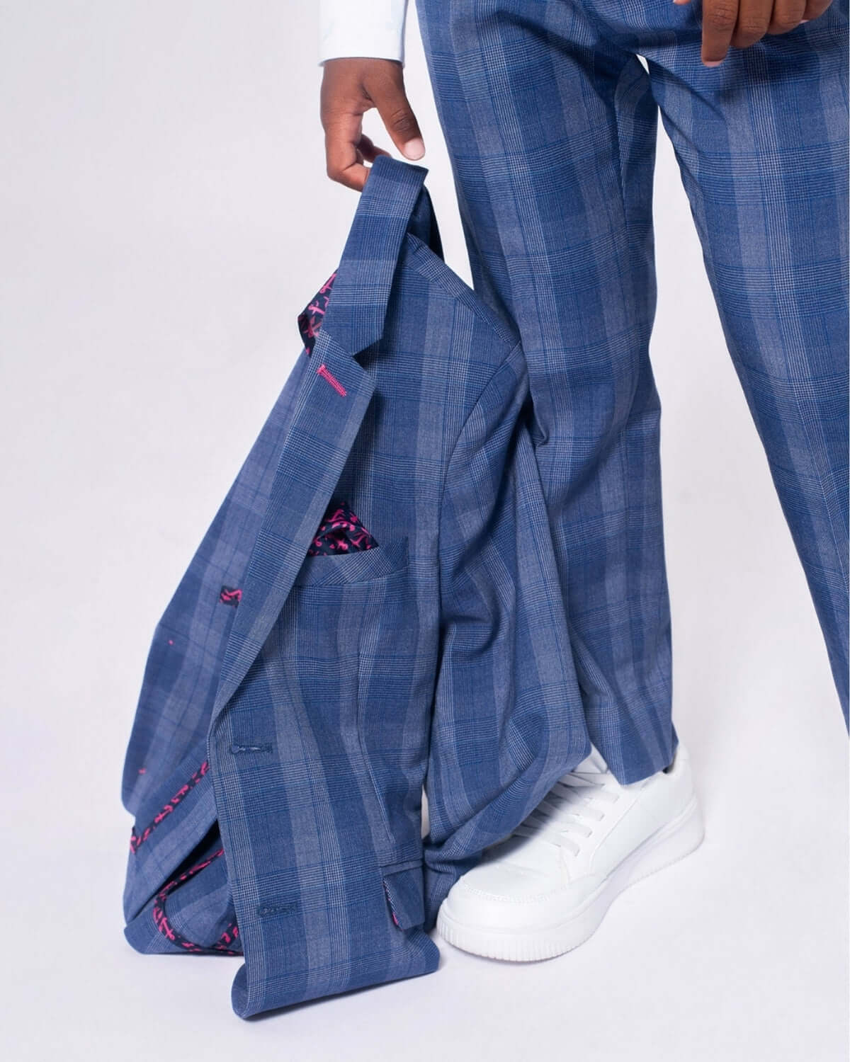 Indigo Glen Plaid Stretchy Mod Suit
