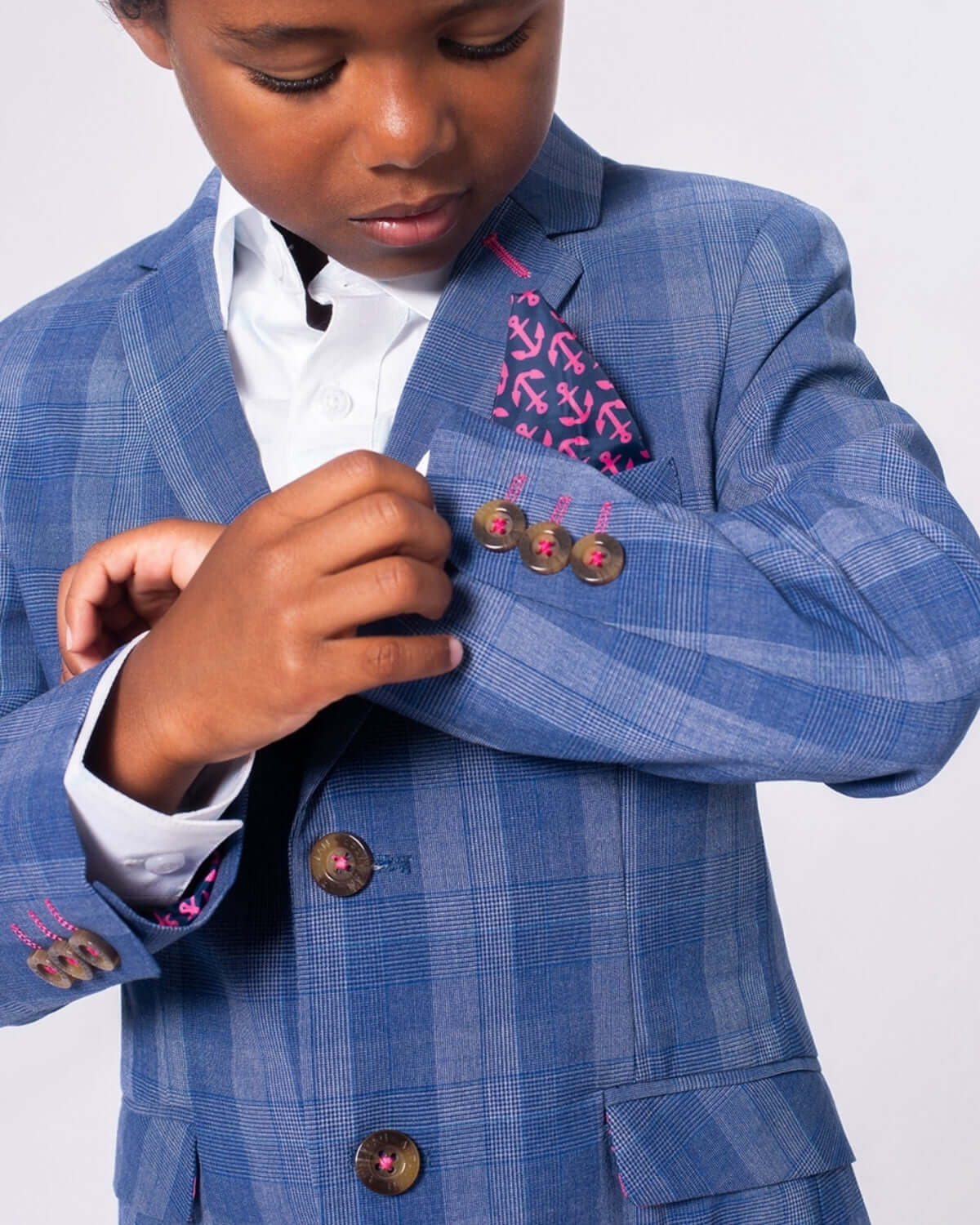 Indigo Glen Plaid Stretchy Mod Suit