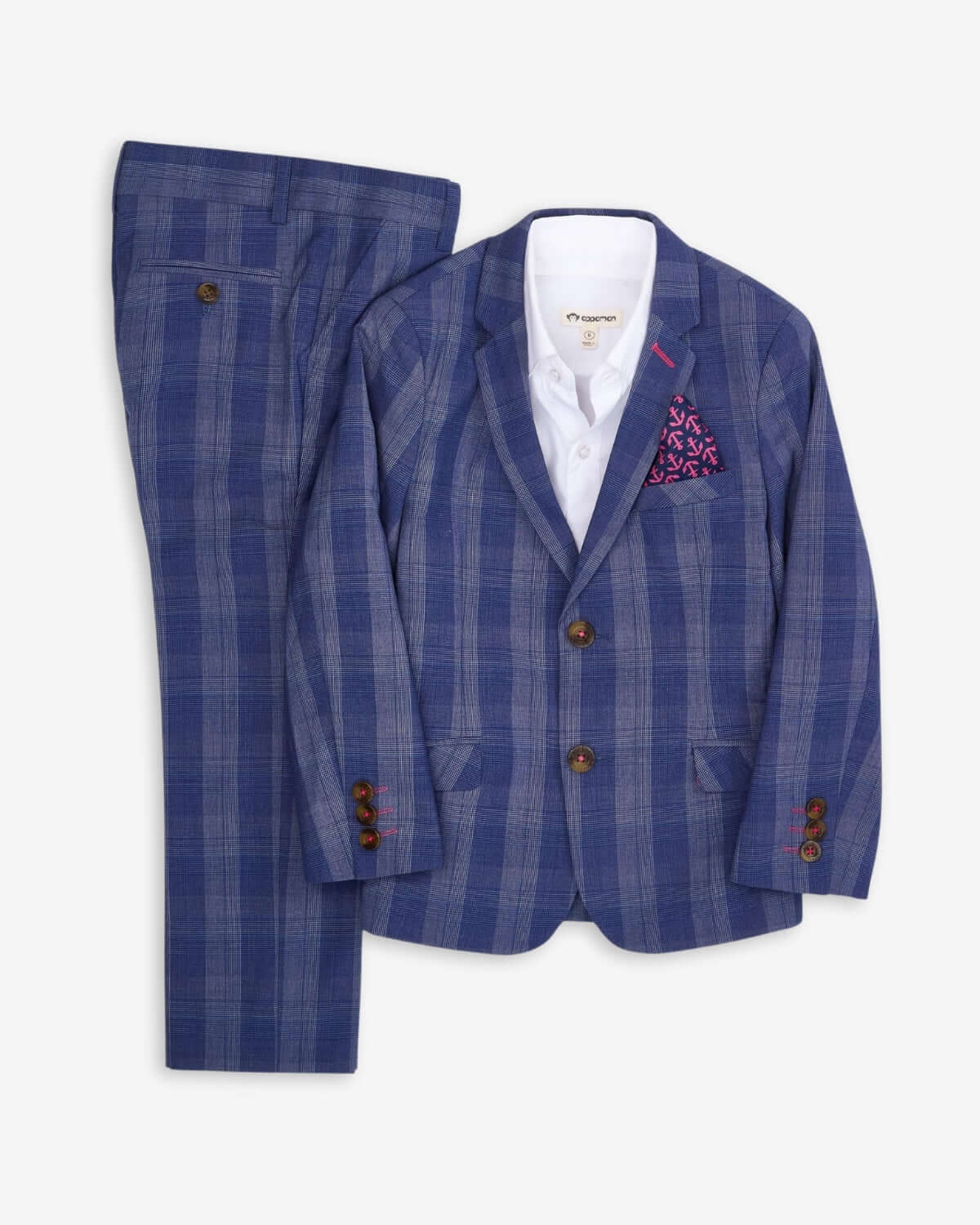 Indigo Glen Plaid Stretchy Mod Suit