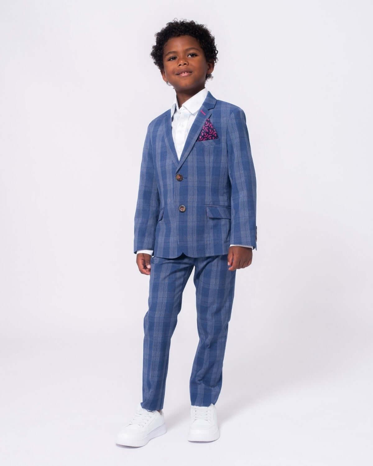 Indigo Glen Plaid Stretchy Mod Suit