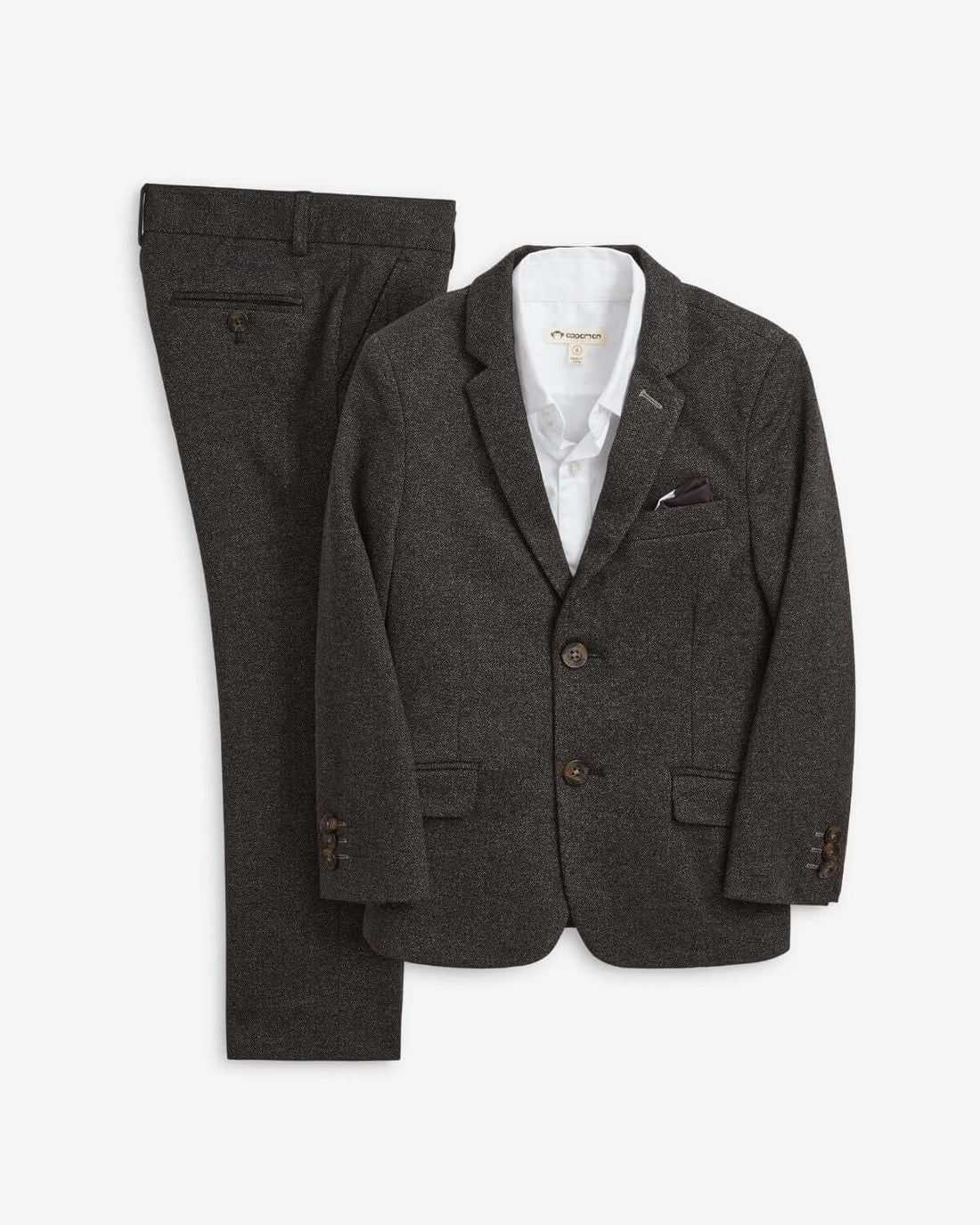 Black Herringbone Stretchy Mod Suit