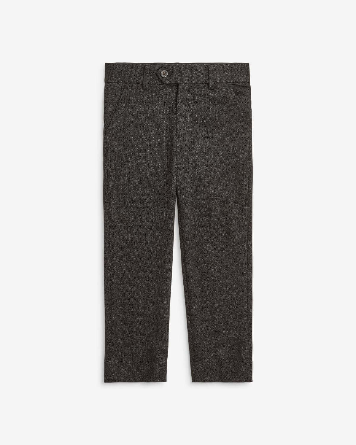 Black Herringbone Stretchy Suit Pants