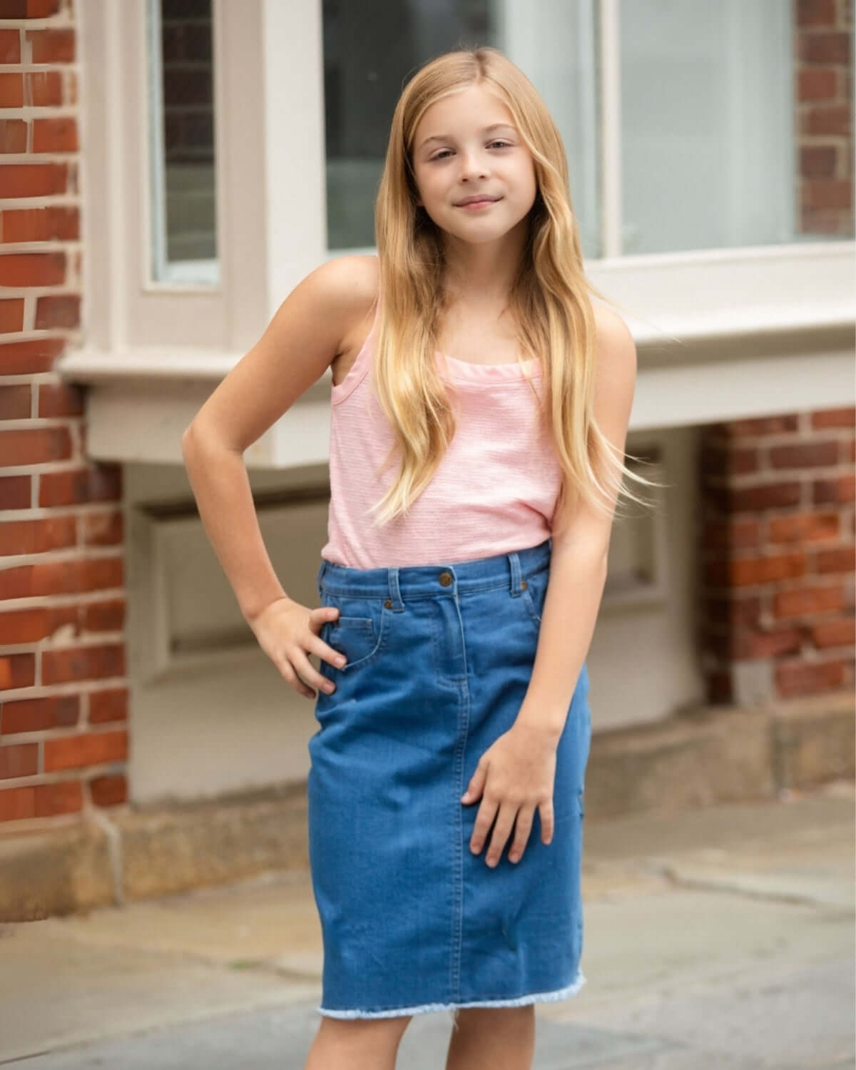 Blue Jean Rhodes Midi Denim Skirt