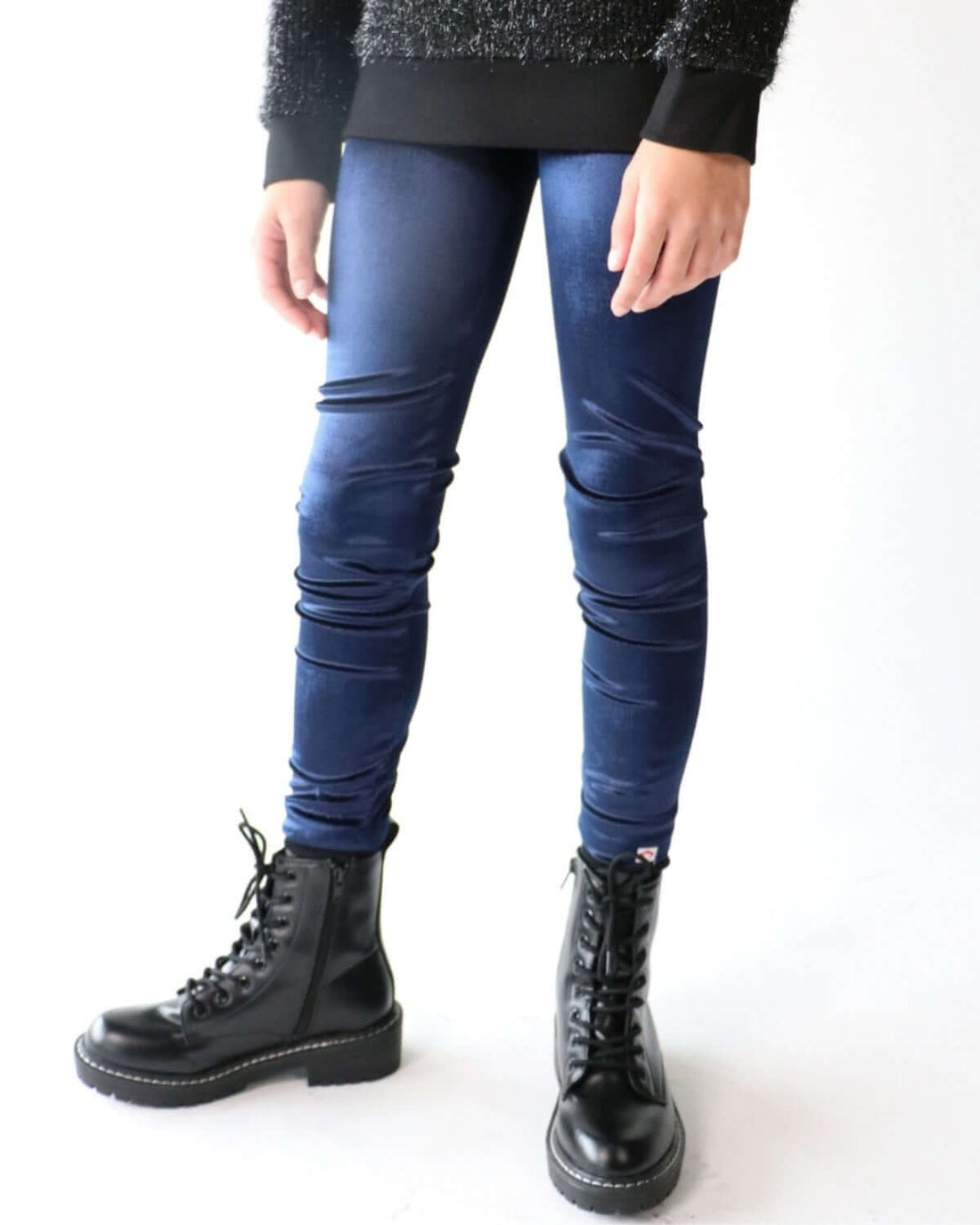 Navy Velvet Leggings