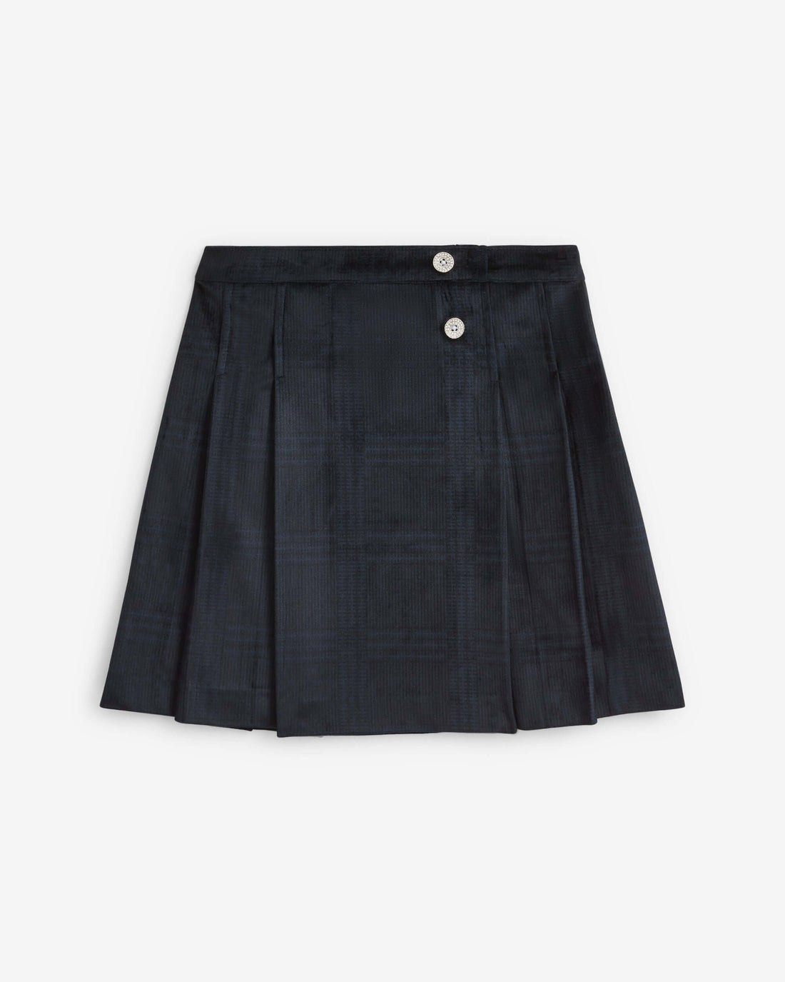 Midnight Velvet Plaid Pleated Skirt
