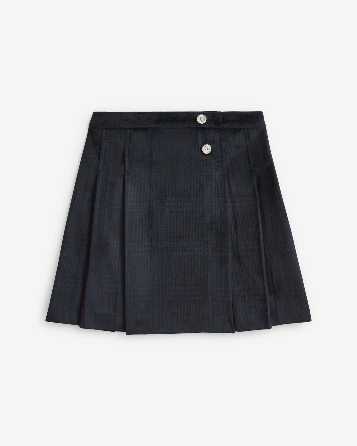 Midnight Velvet Plaid Pleated Skirt