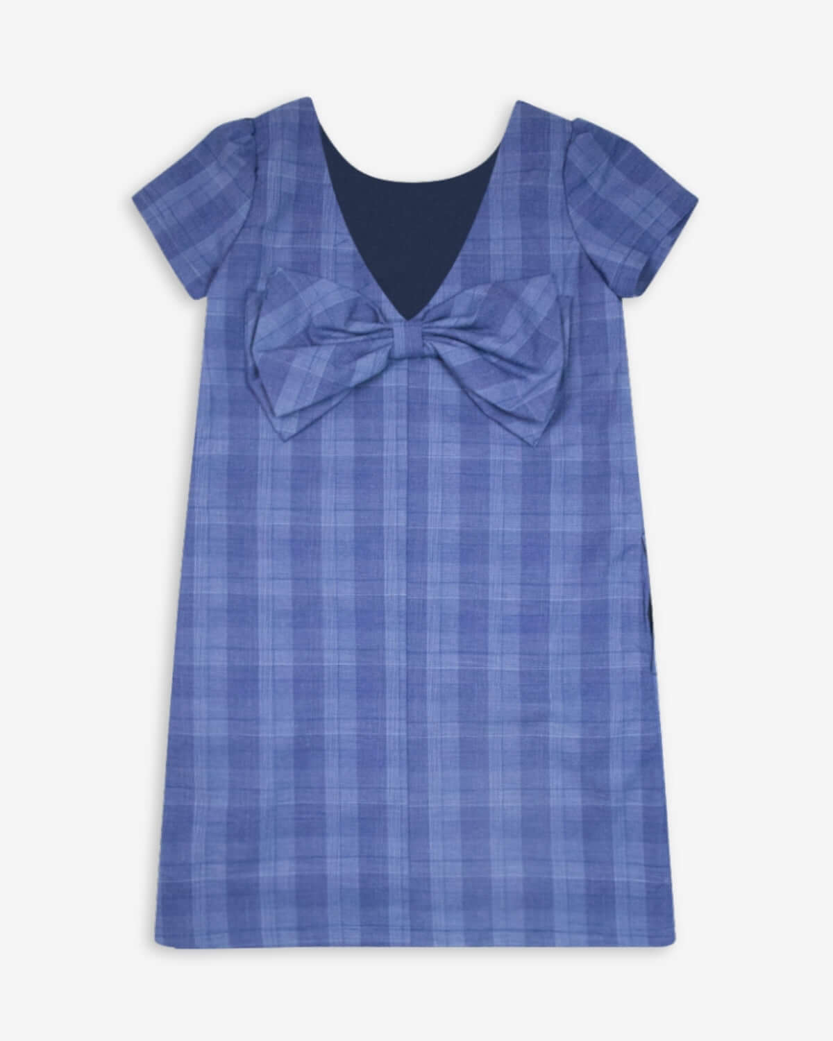 Indigo Glen Plaid Lulu Bow Dress