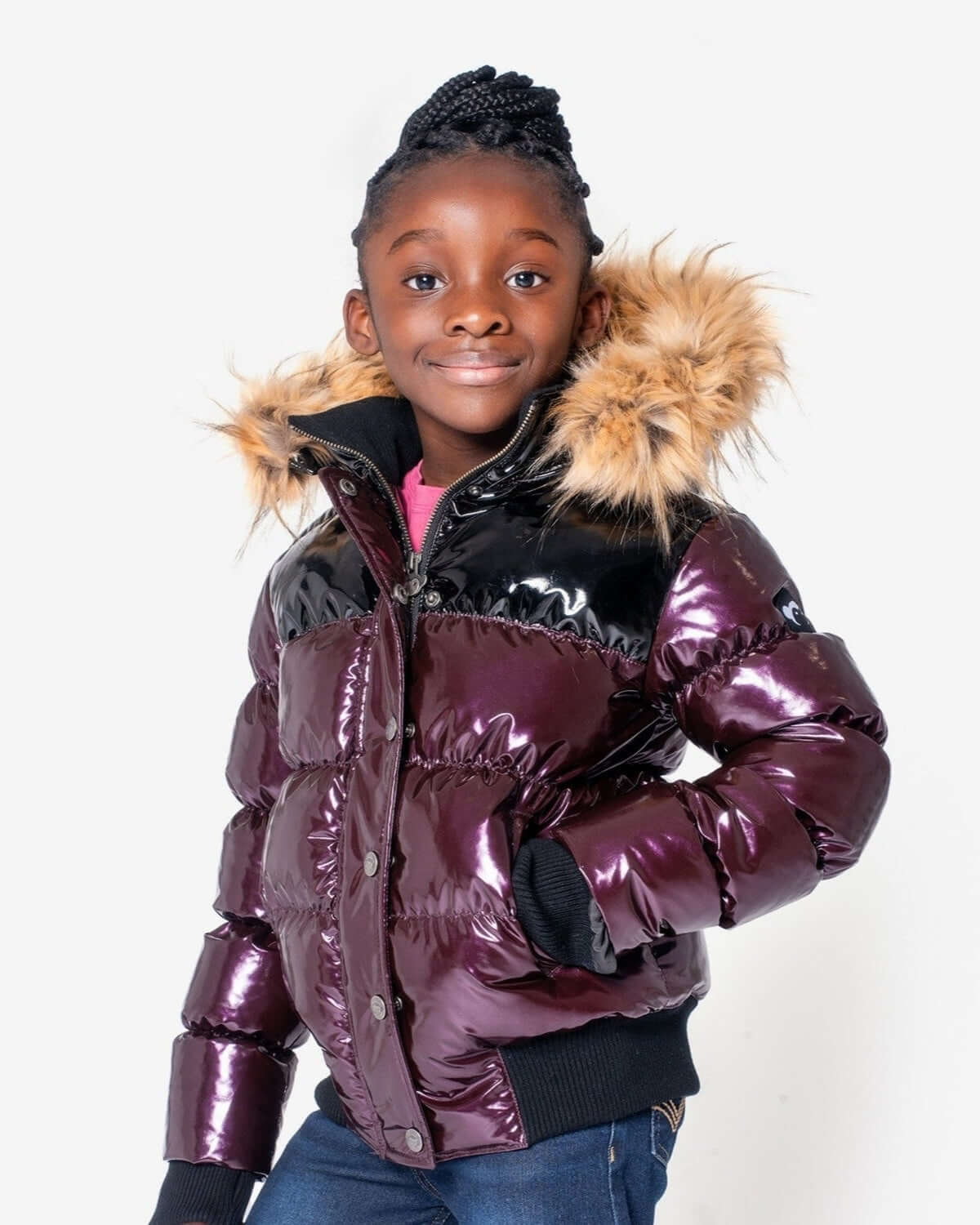 Burgundy/Black Kyla Puffer Coat