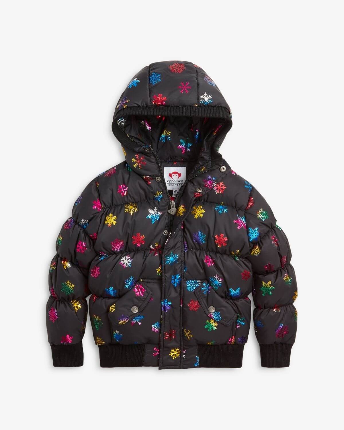 Rainbow Snowflakes Slim Puffy Coat