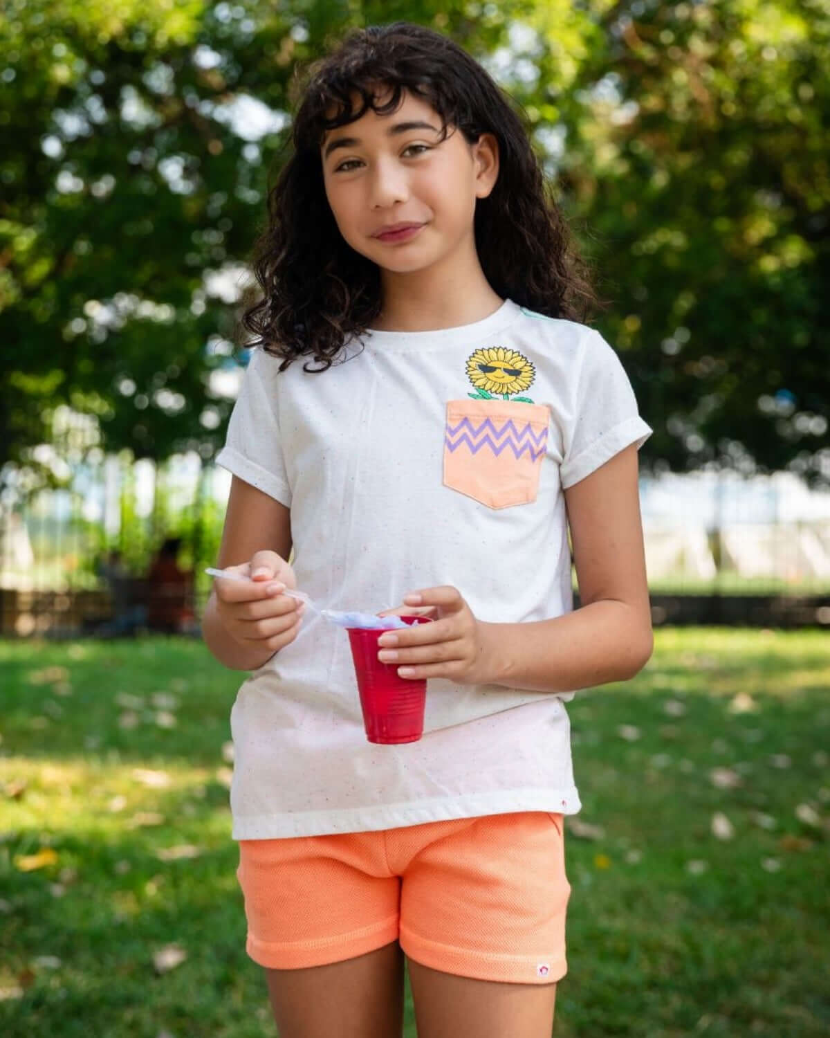 Speckled White Pocket Tee