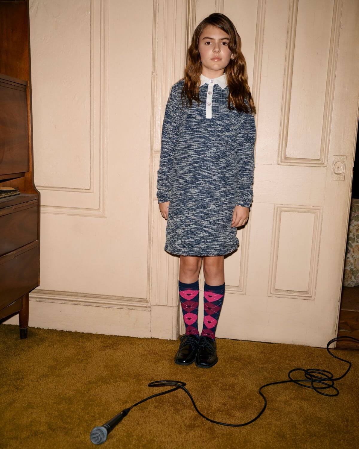 Navy Tweed Polo Dress