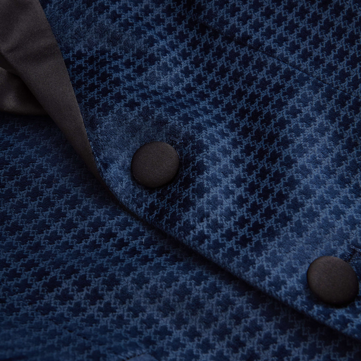 Navy Geo Velvet Tuxedo Jacket
