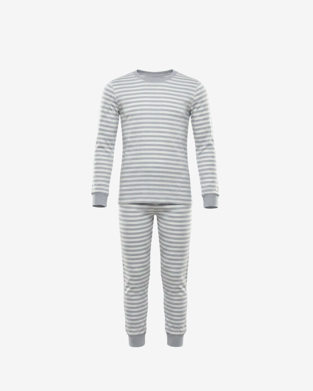 Heather Grey Stripe 2-Piece Long Sleeve Pajama Set