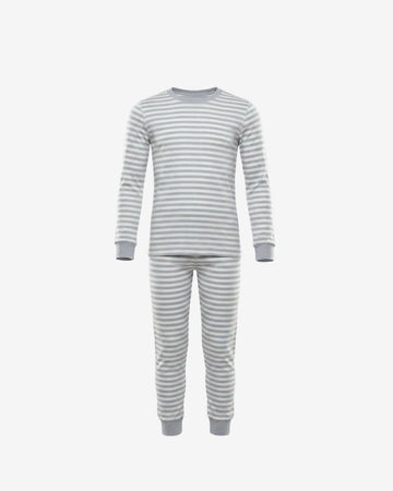 Heather Grey Stripe 2-Piece Long Sleeve Pajama Set