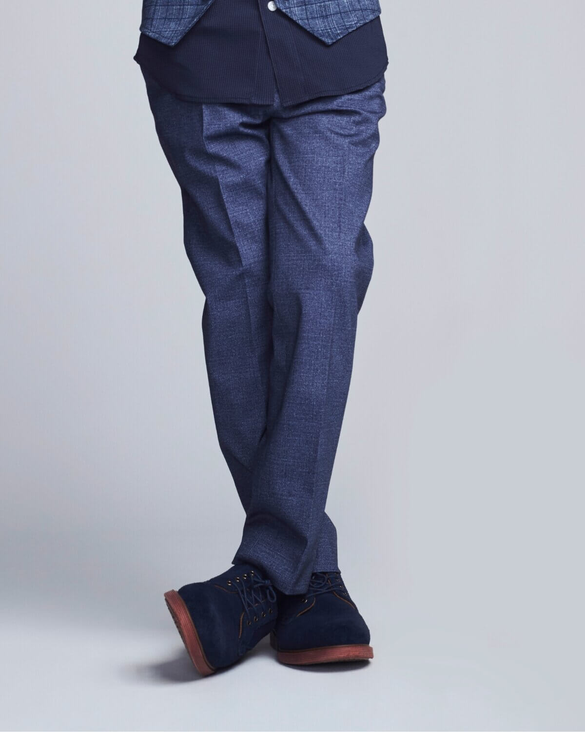 Indigo Chambray Stretchy Mod Suit Pants