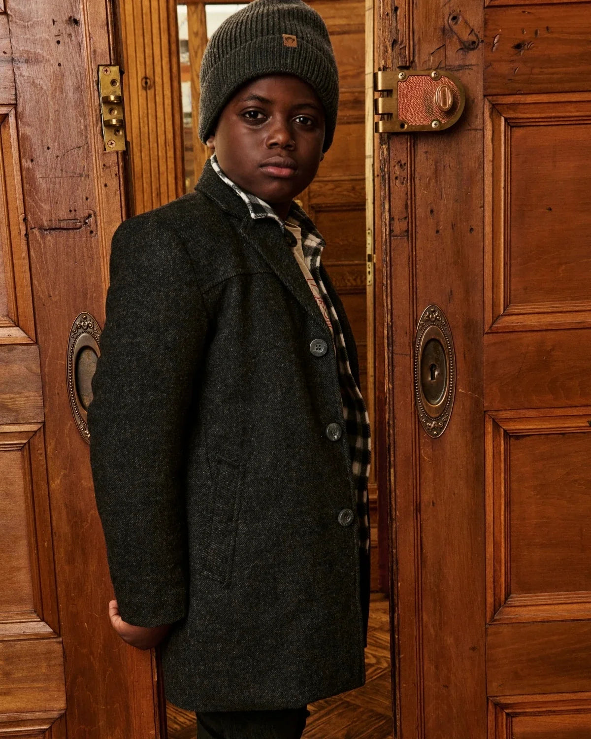Black Herringbone New City Overcoat