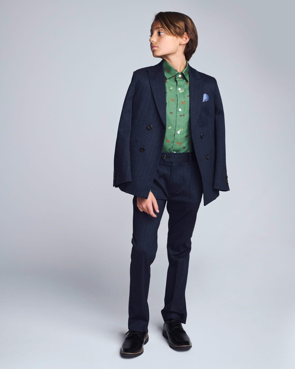 Navy Pinstripe Double Breasted Jacket
