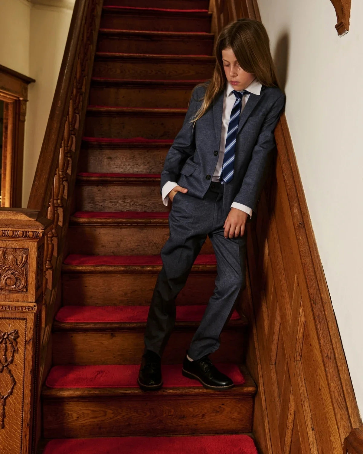 Indigo Chambray Stretchy Mod Suit