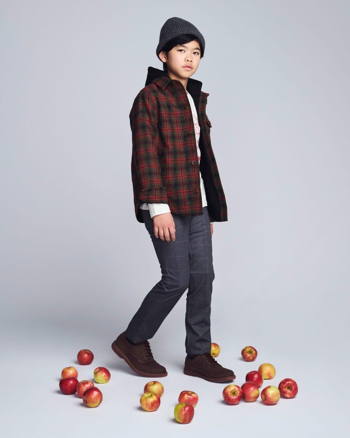 Olive & Red Plaid Glen Hooded Shirt