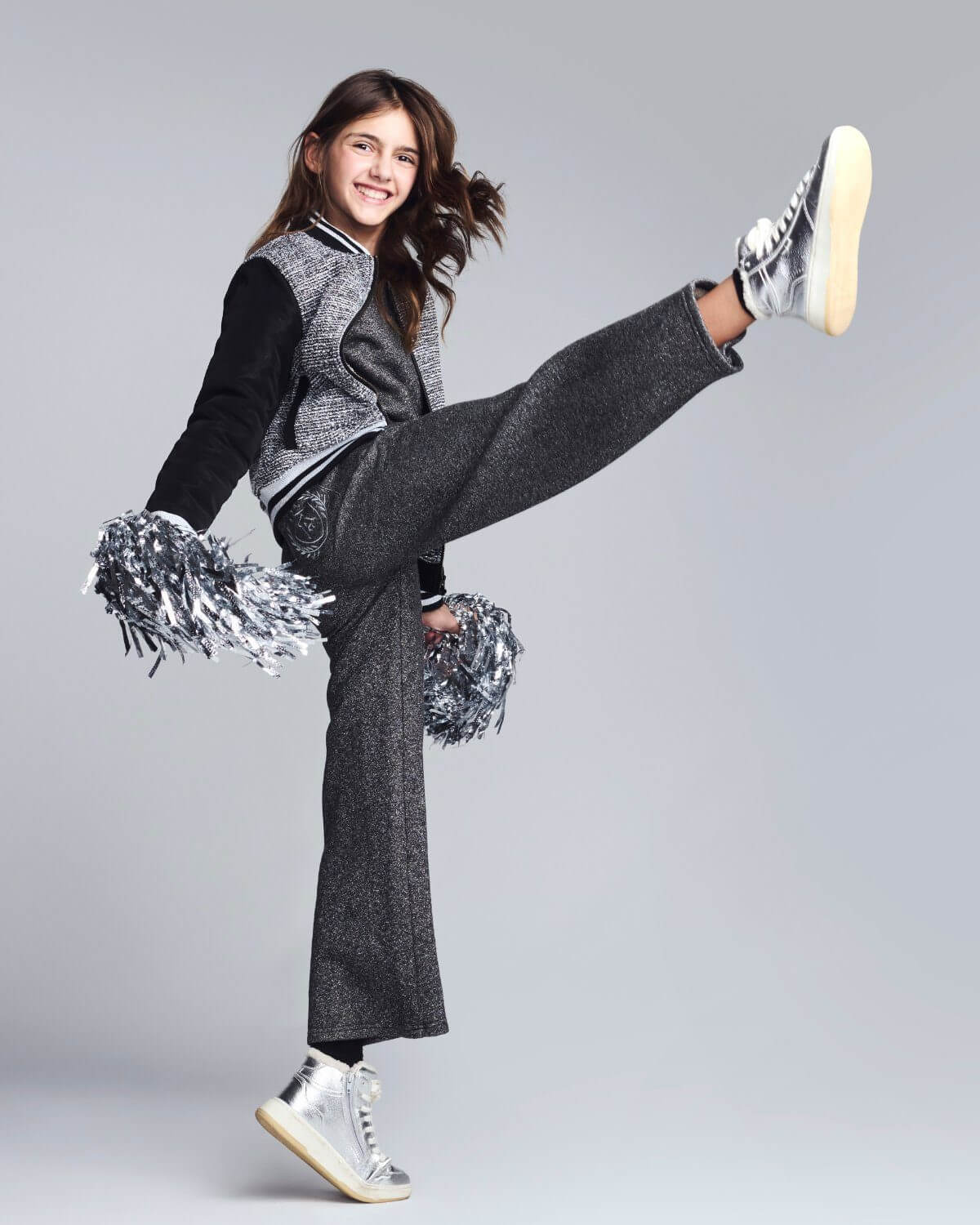 Black Glitter Lily Seamed Sweatpants