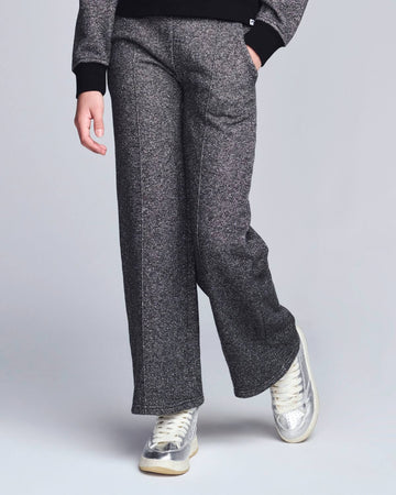 Black Glitter Lily Seamed Sweatpants