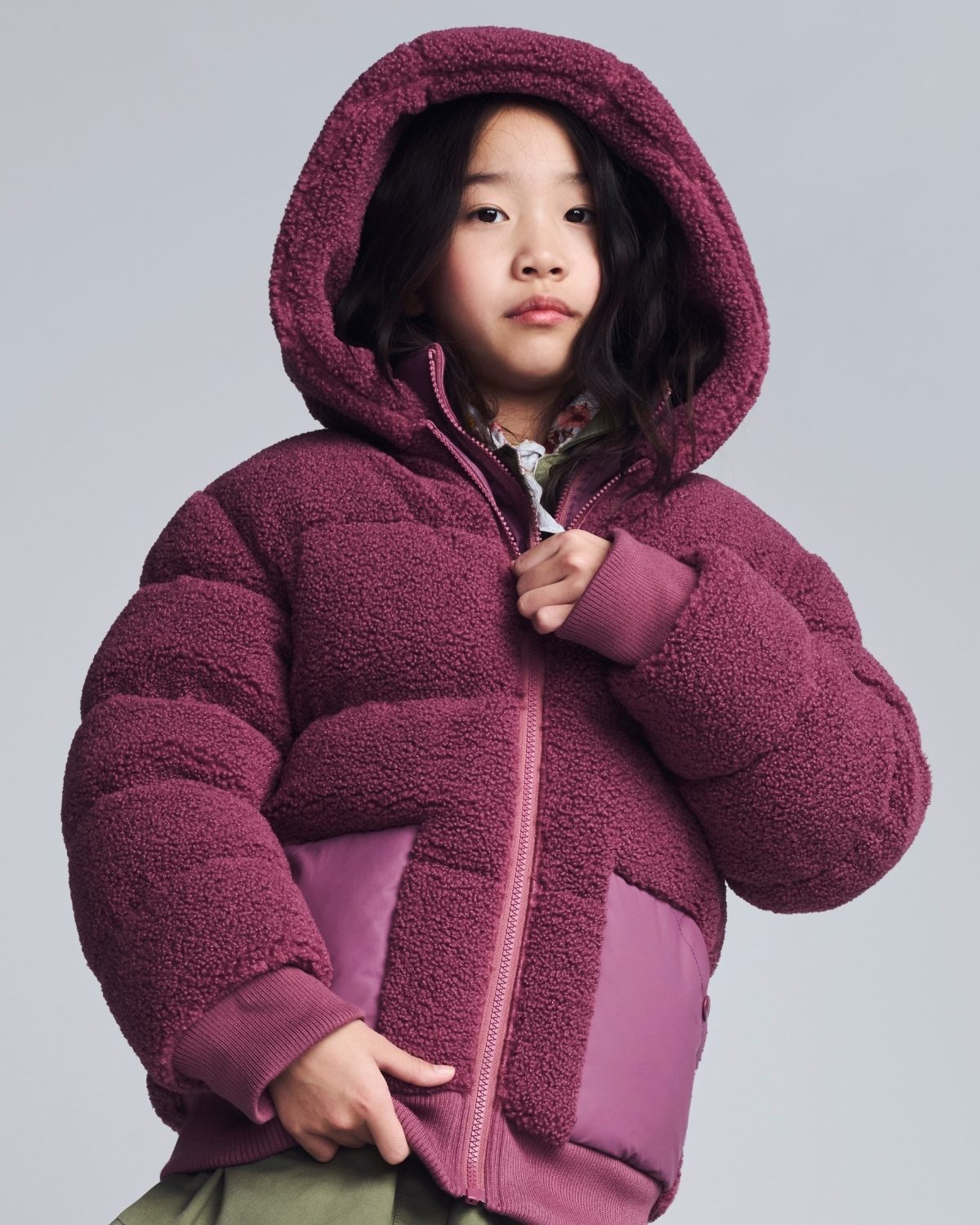 Vintage Mauve Teddy Puffer Coat