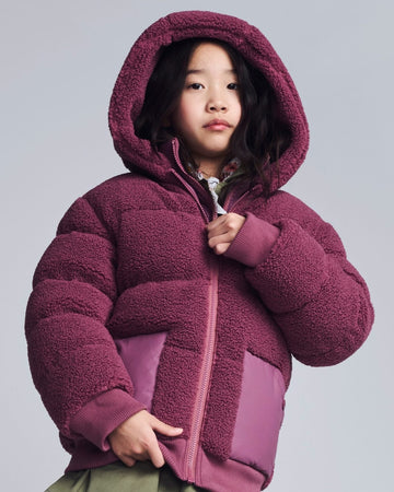 Vintage Mauve Teddy Puffer Coat