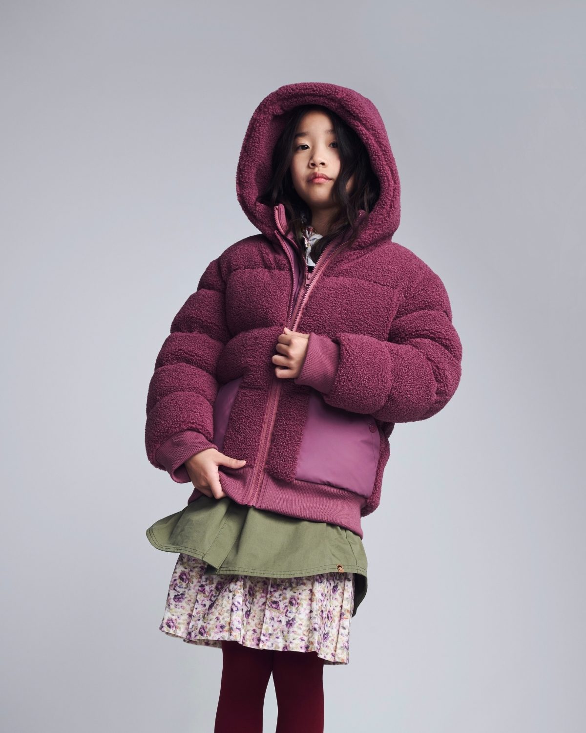 Vintage Mauve Teddy Puffer Coat